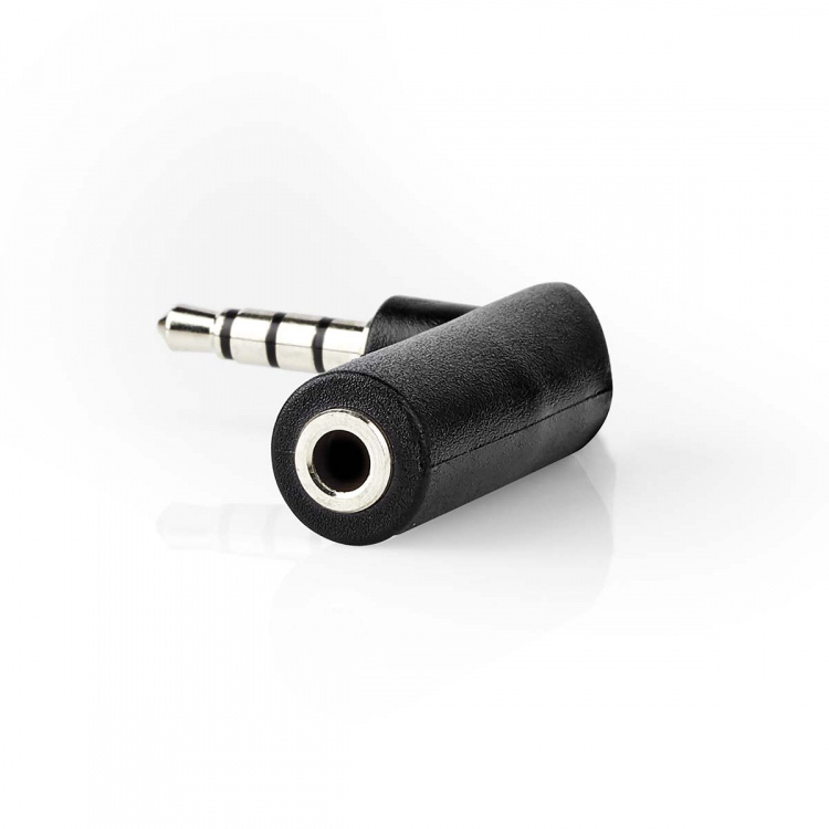 Nedis Stereo Audio Adapter | 3.5 mm Hane | 3.5 mm Hona | Nickelplaterad | Vinklat 90° | Metall | Svart | 1 st. | Låda