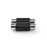 Nedis Stereo Audio Adapter | 2x RCA Hona | 2x RCA Hona | Nickelplaterad | Rak | ABS | Svart | 1 st. | Låda