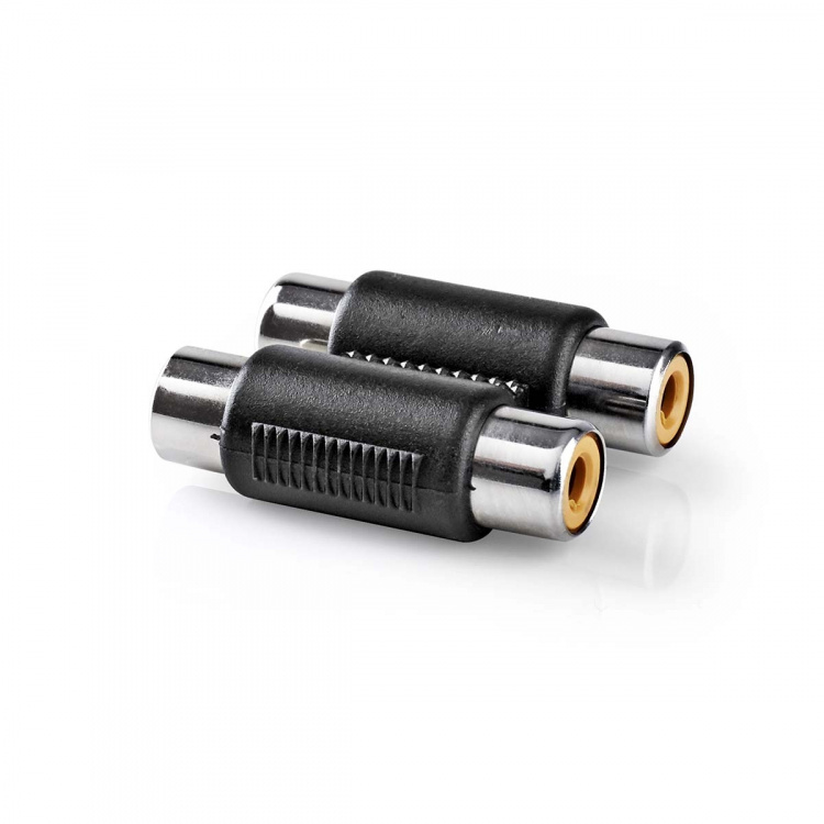 Nedis Stereo Audio Adapter | 2x RCA Hona | 2x RCA Hona | Nickelplaterad | Rak | ABS | Svart | 1 st. | Låda