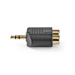 Nedis Stereo Audio Adapter | 3.5 mm Hane | 2x RCA Hona | Guldplaterad | Rak | ABS | Svart | 10 st. | Kuvert