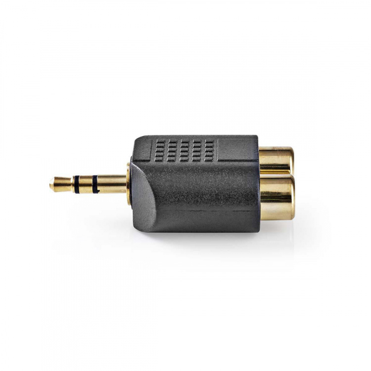 Nedis Stereo Audio Adapter | 3.5 mm Hane | 2x RCA Hona | Guldplaterad | Rak | ABS | Svart | 10 st. | Kuvert