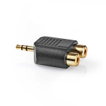 Nedis Stereo Audio Adapter | 3.5 mm Hane | 2x RCA Hona | Guldplaterad | Rak | ABS | Svart | 10 st. | Kuvert