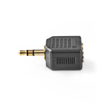 Nedis Stereo Audio Adapter | 3.5 mm Hane | 2x 3.5 mm, Hona | Guldplaterad | Rak | ABS | Svart | 10 st. | Plastpåse