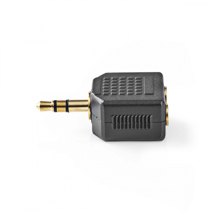 Nedis Stereo Audio Adapter | 3.5 mm Hane | 2x 3.5 mm, Hona | Guldplaterad | Rak | ABS | Svart | 10 st. | Plastpåse