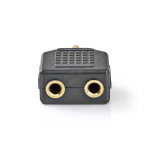 Nedis Stereo Audio Adapter | 3.5 mm Hane | 2x 3.5 mm, Hona | Guldplaterad | Rak | ABS | Svart | 10 st. | Plastpåse