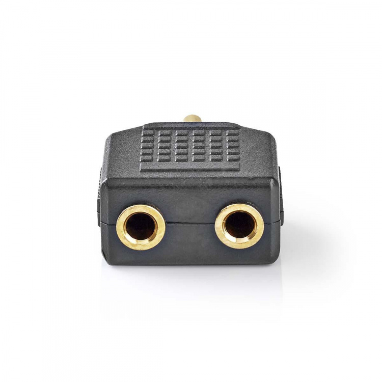 Nedis Stereo Audio Adapter | 3.5 mm Hane | 2x 3.5 mm, Hona | Guldplaterad | Rak | ABS | Svart | 10 st. | Plastpåse