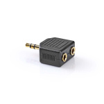 Nedis Stereo Audio Adapter | 3.5 mm Hane | 2x 3.5 mm, Hona | Guldplaterad | Rak | ABS | Svart | 10 st. | Plastpåse