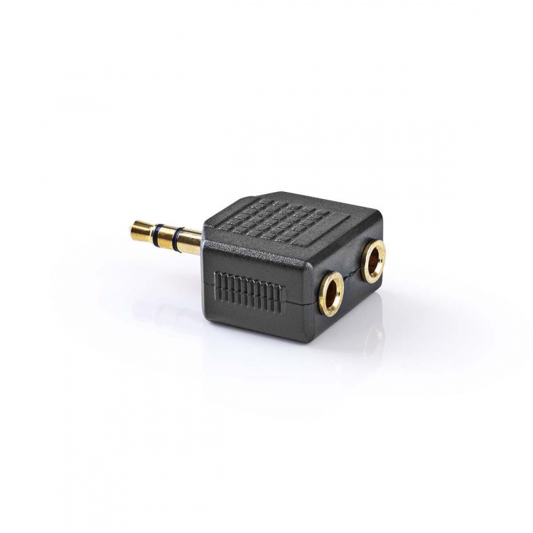 Nedis Stereo Audio Adapter | 3.5 mm Hane | 2x 3.5 mm, Hona | Guldplaterad | Rak | ABS | Svart | 10 st. | Plastpåse