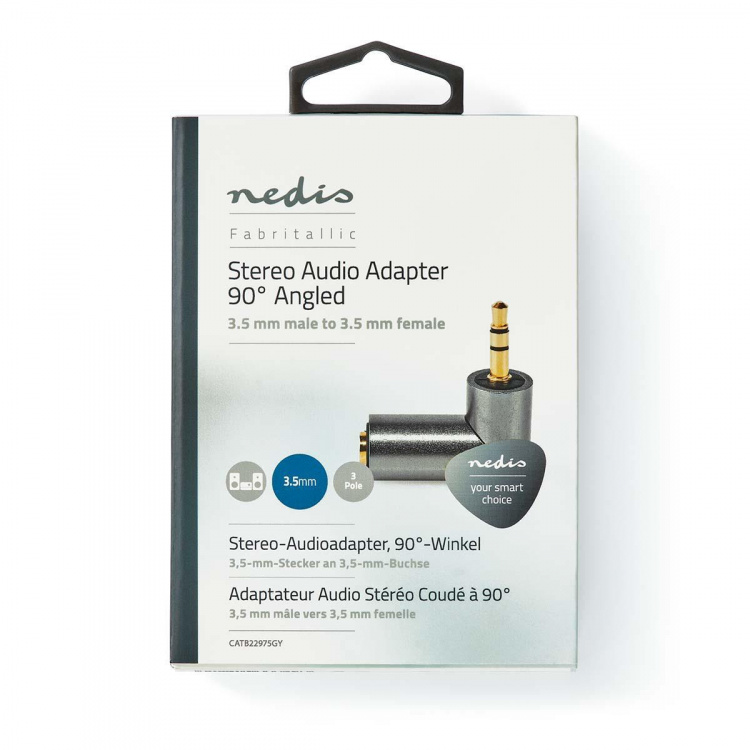 Nedis Stereo Audio Adapter | 3.5 mm Hane | 3.5 mm Hona | Guldplaterad | Rak | Metall | Grått Med Metall / Guld | 1 st. | Kartong med täckt fönster