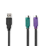 Nedis 2 i 1kabel | USB 2.0 | USB-A Hane | 2x PS/2 Hona | 480 Mbps | 0.30 m | Nickelplaterad | Rund | PVC | Svart | Låda Nedis 2 i 1kabel | USB 2.0 | USB-A Hane | 2x PS/2 Hona | 480 Mbps | 0.30 m | Nickelplaterad | Rund | PVC | Svart | Låda