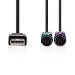 Nedis 2 i 1kabel | USB 2.0 | USB-A Hane | 2x PS/2 Hona | 480 Mbps | 0.30 m | Nickelplaterad | Rund | PVC | Svart | Låda Nedis 2 i 1kabel | USB 2.0 | USB-A Hane | 2x PS/2 Hona | 480 Mbps | 0.30 m | Nickelplaterad | Rund | PVC | Svart | Låda