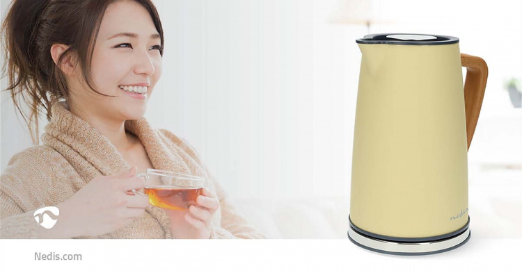 Nedis Vatten kokare | 1.7 l | Soft-Touch | Gul | Roterbar 360 grader | Dolt värmeelement | Strix® kontroll | Koka-tort funktion Nedis Vatten kokare | 1.7 l | Soft-Touch | Gul | Roterbar 360 grader | Dolt värmeelement | Strix® kontroll | Koka-tort funktion