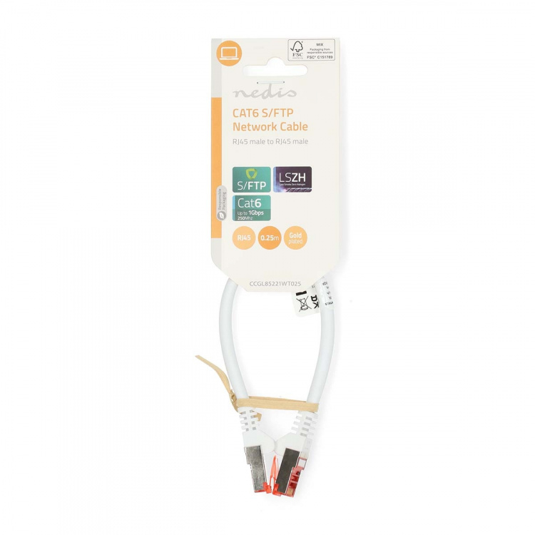 Nedis CAT6 Nätverkskabel | RJ45 hane | RJ45 hane | S/FTP | 0.25 m | Rund | LSZH | Vit | Label Nedis CAT6 Nätverkskabel | RJ45 hane | RJ45 hane | S/FTP | 0.25 m | Rund | LSZH | Vit | Label
