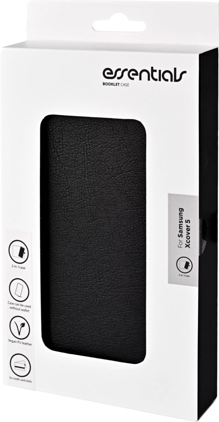 Essentials Samsung XCover 5 PU wallet, detach, 3 cards, Black