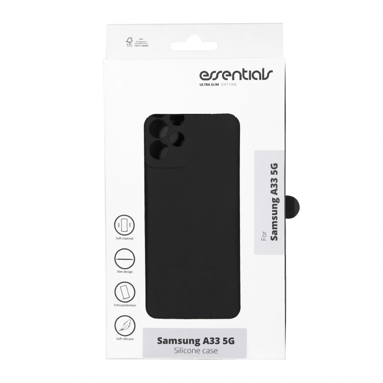 Essentials Samsung Galaxy A33 silicone back cover, Black