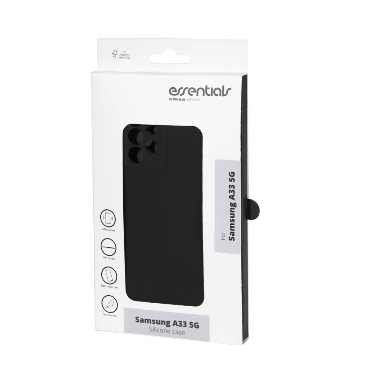 Essentials Samsung Galaxy A33 silicone back cover, Black
