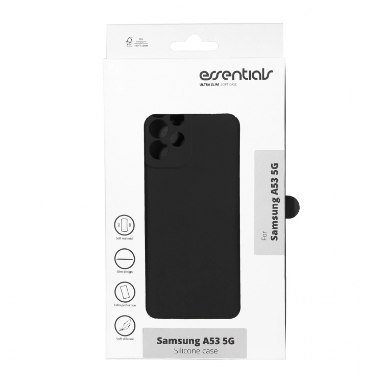 Essentials Samsung Galaxy A53 silicone back cover, Black
