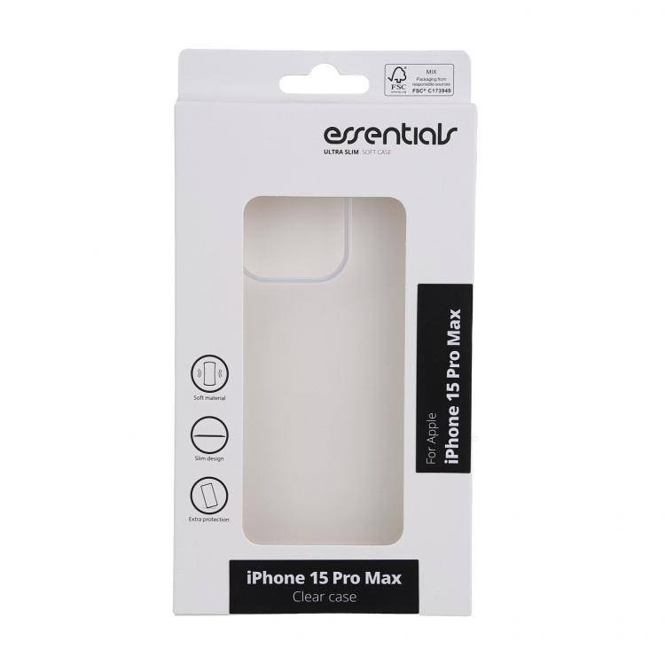 Essentials Ultratunt skal för iPhone 15 Pro Max, TPU, transparent Essentials Ultratunt skal för iPhone 15 Pro Max, TPU, transparent