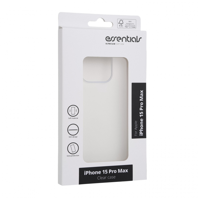 Essentials Ultratunt skal för iPhone 15 Pro Max, TPU, transparent Essentials Ultratunt skal för iPhone 15 Pro Max, TPU, transparent