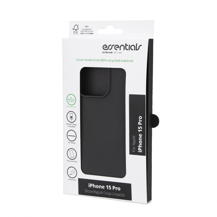 Essentials iPhone 15 Pro silicone back cover, black Essentials iPhone 15 Pro silicone back cover, black
