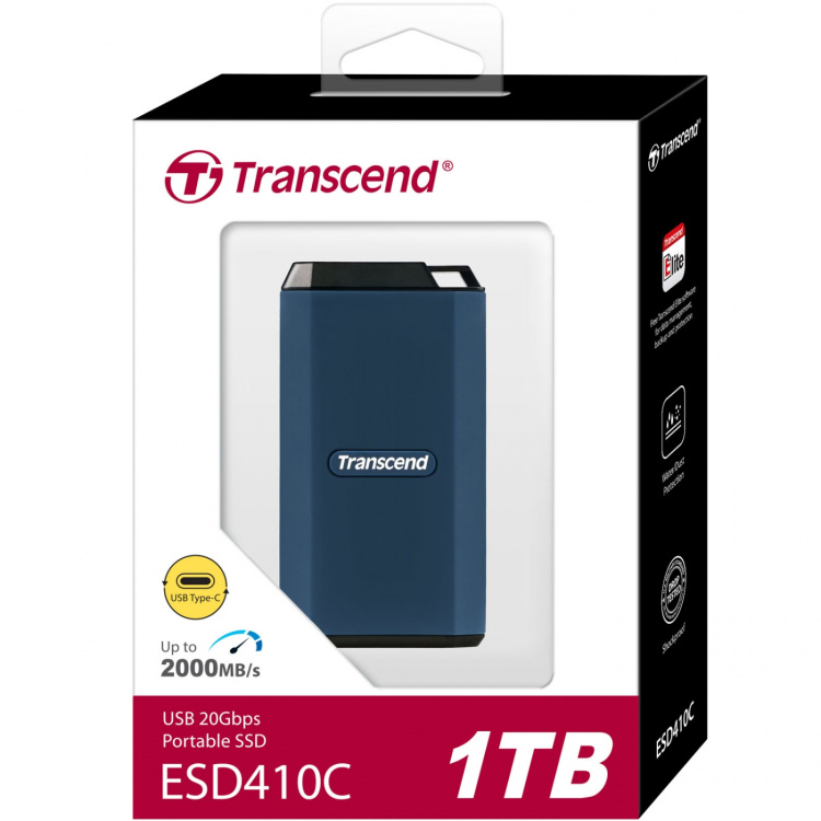 Transcend Portabel SSD ESD410C USB-C 1TB 20Gbps (R2000/W2000 Mb/s) IPX5