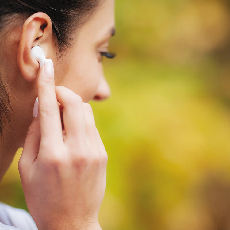 Puro Bluetooth Slim Pod hörlurar med laddstation, Vit