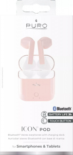 Puro ICON POD, Bluetooth-hörlurar med laddningsfodral, Rose