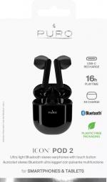 Puro ICON POD 2, Bluetooth-hörlurar med laddningsbas, svart Puro ICON POD 2, Bluetooth-hörlurar med laddningsbas, svart