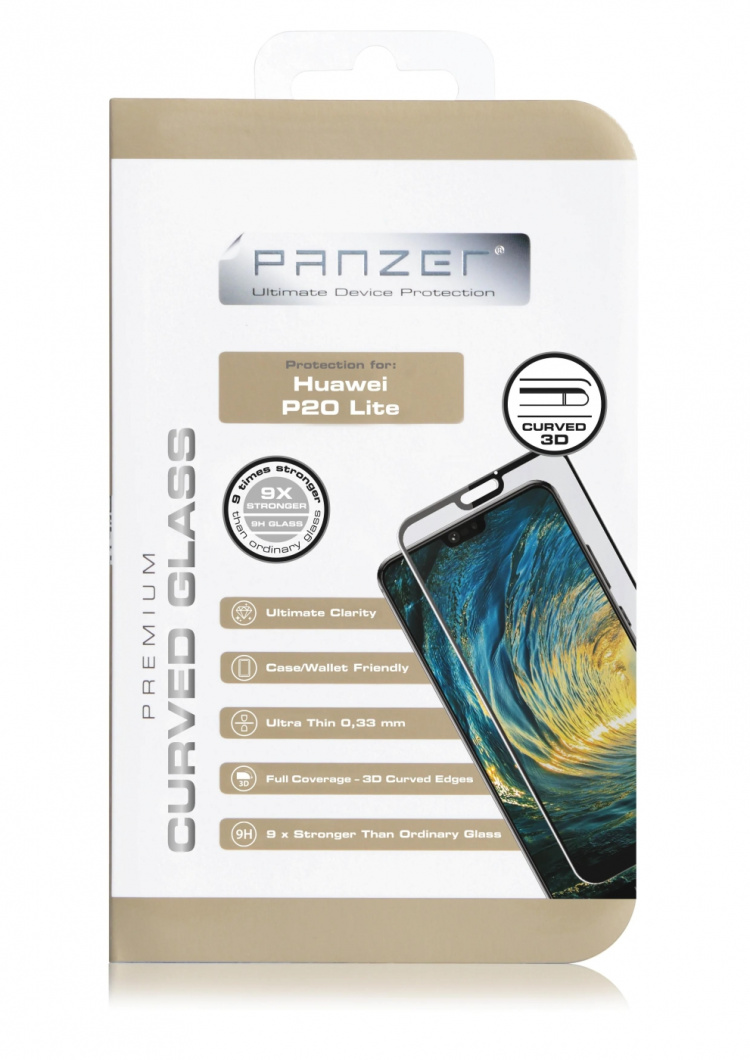 panzer Huawei P20 Lite, Curved Glass, Black panzer Huawei P20 Lite, Curved Glass, Black