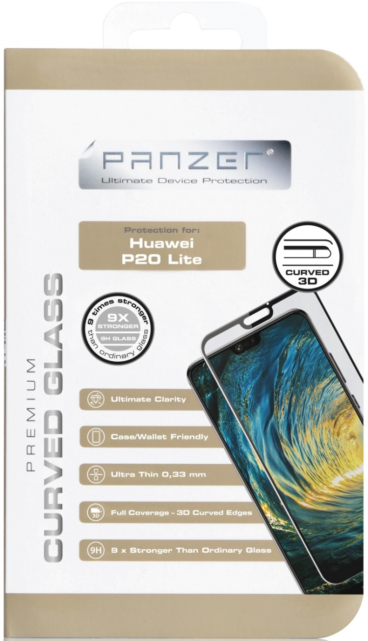 panzer Huawei P20 Lite, Curved Glass, Black panzer Huawei P20 Lite, Curved Glass, Black
