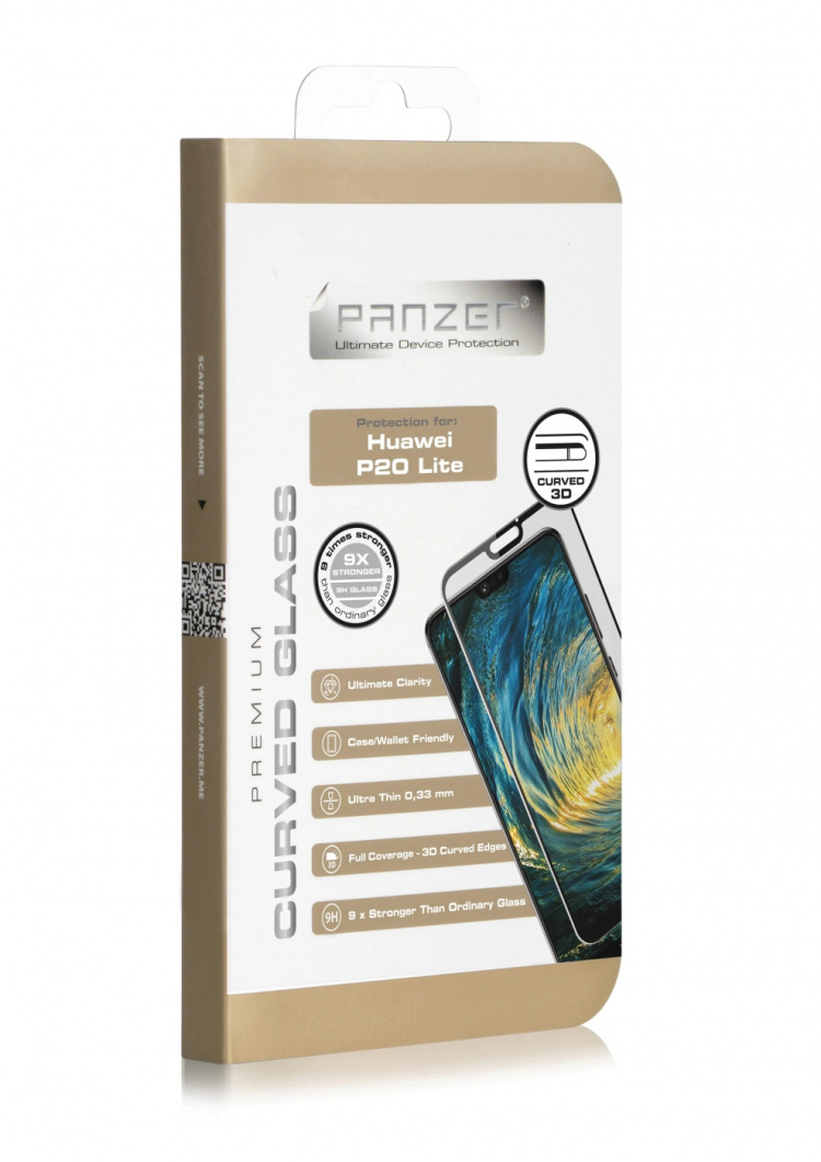 panzer Huawei P20 Lite, Curved Glass, Black panzer Huawei P20 Lite, Curved Glass, Black