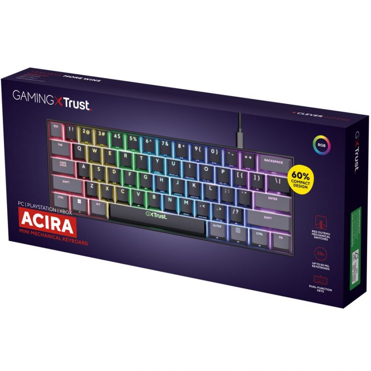 Trust GXT 867 Acira 60% Mini Gamingtangentbord Nordisk layout