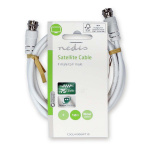 Nedis Satellite & Antenn kabel | F Hane | F Hane | Nickelplaterad | 75 Ohm | Dubbelskärmad | 1.00 m | Rund | PVC | Vit | Label Nedis Satellite & Antenn kabel | F Hane | F Hane | Nickelplaterad | 75 Ohm | Dubbelskärmad | 1.00 m | Rund | PVC | Vit | Label