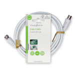 Nedis Satellite & Antenn kabel | F Hane | IEC (Koax) Hane | Nickelplaterad | 75 Ohm | Dubbelskärmad | 1.50 m | Rund | PVC | Vit | Label