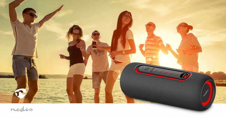 Nedis Bluetooth® Högtalare | Batteri 1 driftstid standardanvändning: 240 min | Handhållen design | 30 W | Stereo | Inbygd mikrofon | X5 | Synkroniseringsbar | Svart