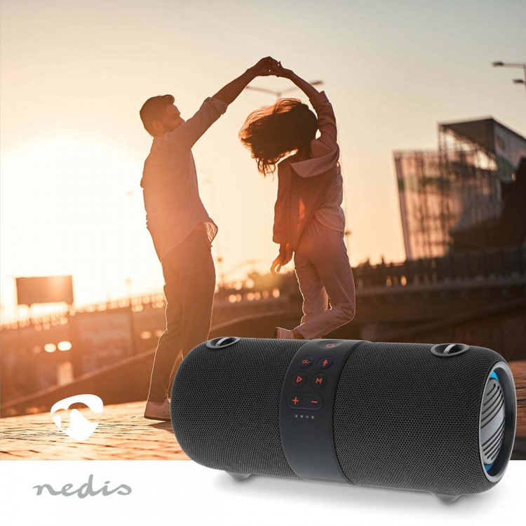 Nedis Bluetooth® Högtalare | Maximal batteritid: 6.5 timmar | Handhållen design | 40 W | Stereo | Inbygd mikrofon | IPX6 | Synkroniseringsbar | Svart