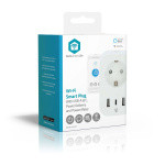 Nedis SmartLife Smart Plug | IP21 | Strömmätare | 3680 W | Type F (CEE 7/7) / 1x USB-C™ / 2x USB | 0 - 55 °C | Android™ / IOS | Vit | 1 st