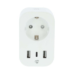 Nedis SmartLife Smart Plug | IP21 | Strömmätare | 3680 W | Type F (CEE 7/7) / 1x USB-C™ / 2x USB | 0 - 55 °C | Android™ / IOS | Vit | 1 st