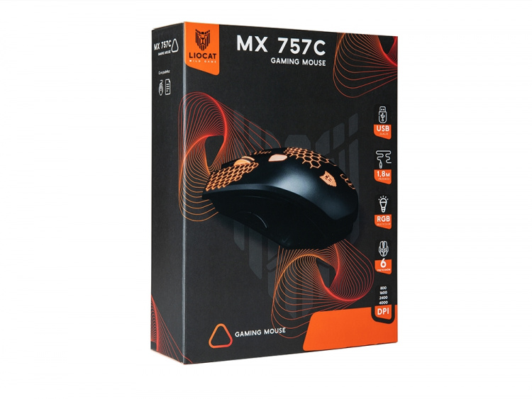 Liocat MX 757C - Gamingmus med RGB-Belysning, Svart