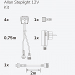 Llitt Allan Steplight kit 4-pack inkl strömadapter 12V 3000K 5lm IP67