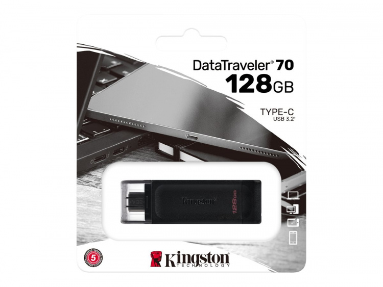 Kingston DataTraveler 70 128GB USB-C 3.2 Gen 1 Svart Kingston DataTraveler 70 128GB USB-C 3.2 Gen 1 Svart