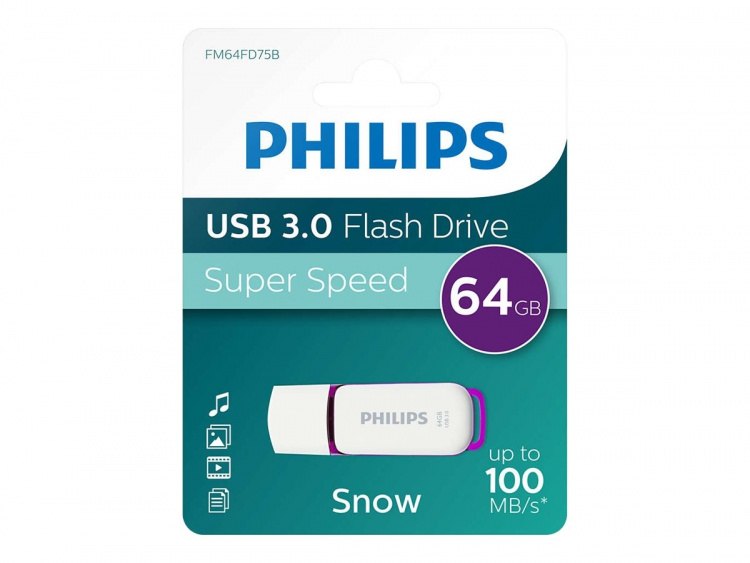 Philips FM64FD75B Snow edition 3.0 64GB USB 3.0 Lila Vit
