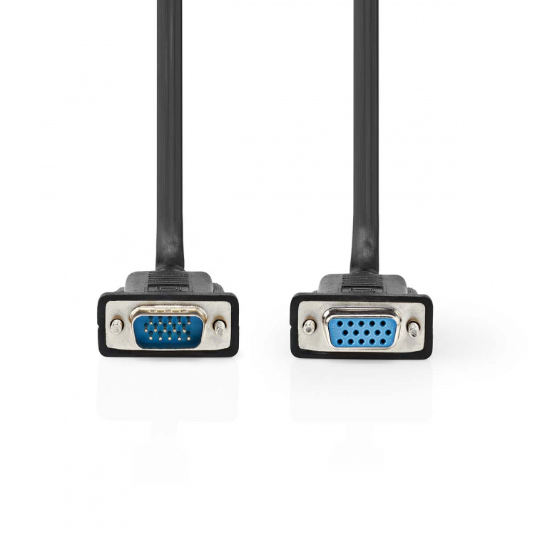 Nedis VGA-kabel | VGA Hane | VGA hona 15p | Nickelplaterad | Maximal upplösning: 1280x800 | 2.00 m | Rund | ABS | Svart | Kuvert