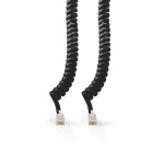 Nedis Telekomkabel | RJ10 Hane | RJ10 Hane | 2.00 m | Kabelns utformning: Lindad | Kabeltyp: RJ10 | Svart | Låda