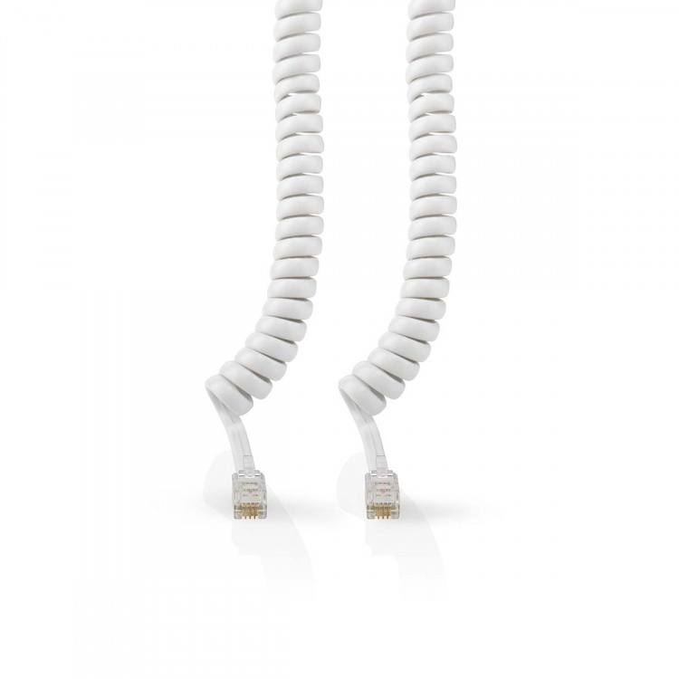 Nedis Telekomkabel | RJ10 Hane | RJ10 Hane | 2.00 m | Kabelns utformning: Lindad | Kabeltyp: RJ10 | Vit | Låda Nedis Telekomkabel | RJ10 Hane | RJ10 Hane | 2.00 m | Kabelns utformning: Lindad | Kabeltyp: RJ10 | Vit | Låda