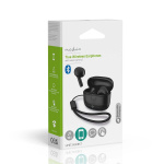 Nedis Fullt Trådlösa hörlurar | Bluetooth® | Maximal batteritid: 16 timmar | Tryck på Kontroll | Batteri hölje | Trådlöst laddningsfodral | Inbygd mikrofon | Stöd för röststyrning | Svart