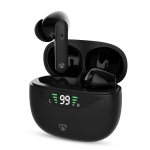 Nedis Fullt Trådlösa hörlurar | ANC (Active Noise Cancelling) | Bluetooth® | Batteri 1 driftstid standardanvändning: 1800 min | Tryck på Kontroll | Batteri hölje | Trådlöst laddningsfodral | Inbygd mikrofon | Stöd för röststyrning | Svart