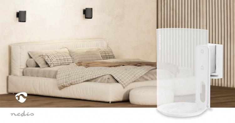 Nedis Högtalar Fäste | Kompatibel med: Sonos® Era100 | Vägg | 3 kg | Tilt / Vridning | Går att tilta | Roterbar | ABS / Metall | Vit