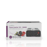 Nedis Växelriktare med modifierad sinusvåg | Inspänning: 12 V DC | Enhetens utgångsanslutning: Type F (CEE 7/3) / USB-A | 230 V AC 50 Hz | 1000 W | Toppeffekt: 2000 W | Skruv terminal | Silver