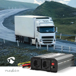 Nedis Växelriktare med modifierad sinusvåg | Inspänning: 12 V DC | Enhetens utgångsanslutning: Type F (CEE 7/3) / USB-A | 230 V AC 50 Hz | 1000 W | Toppeffekt: 2000 W | Skruv terminal | Silver